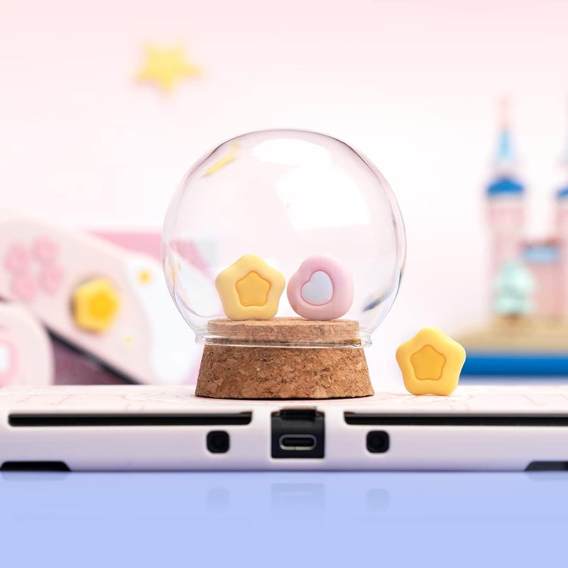 GEEKSHARE Cute Silicone Joy Con Thumb Grip Caps, Joystick Cover Compatible with Switch/OLED/Switch Lite,4PCS - Cream Heart - Image 5